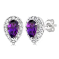 Pear Shape Gemstone & Halo Diamond Earrings