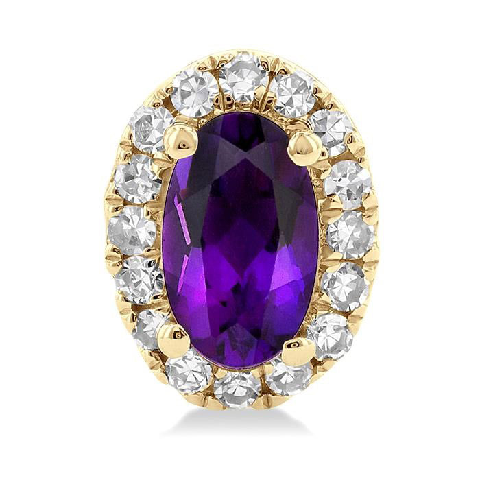 Oval Shape Gemstone & Halo Diamond Earrings