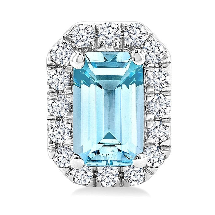 Emerald Shape Gemstone & Halo Diamond Earrings