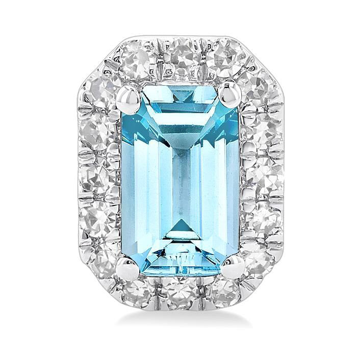 Emerald Shape Gemstone & Halo Diamond Earrings