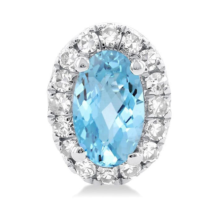 Oval Shape Gemstone & Halo Diamond Earrings