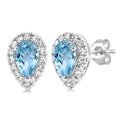 Pear Shape Gemstone & Halo Diamond Earrings