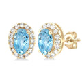 Oval Shape Gemstone & Halo Diamond Earrings