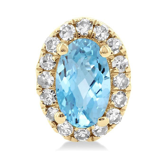 Oval Shape Gemstone & Halo Diamond Earrings