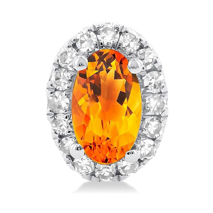 Oval Shape Gemstone & Halo Diamond Earrings
