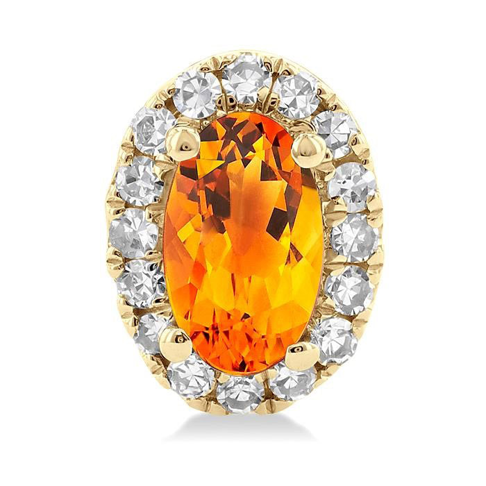Oval Shape Gemstone & Halo Diamond Earrings