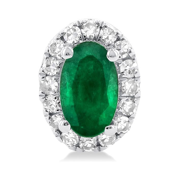 Oval Shape Gemstone & Halo Diamond Stud Earrings