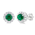 Gemstone & Halo Diamond Stud Earrings