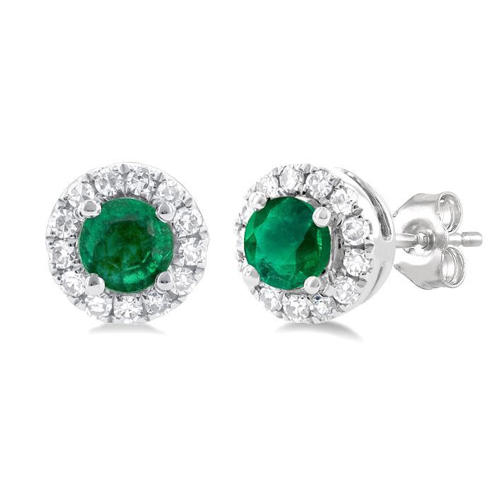 Gemstone & Halo Diamond Stud Earrings