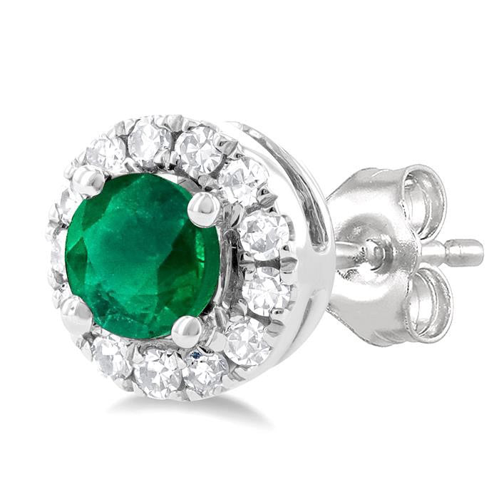 Gemstone & Halo Diamond Stud Earrings