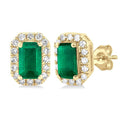Gemstone & Halo Diamond Stud Earrings