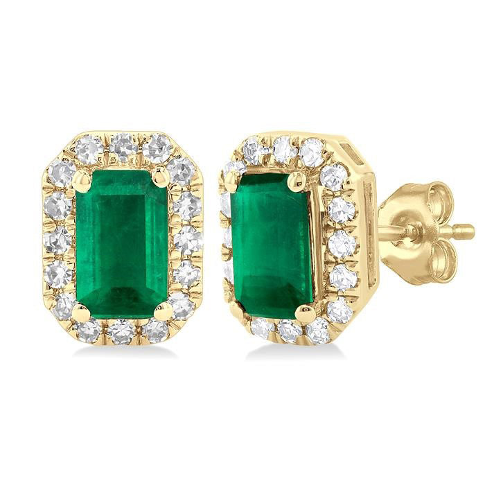 Gemstone & Halo Diamond Stud Earrings