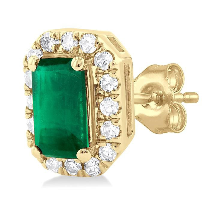 Gemstone & Halo Diamond Stud Earrings