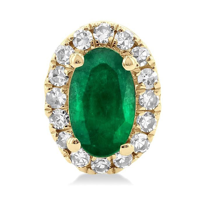 Oval Shape Gemstone & Halo Diamond Stud Earrings