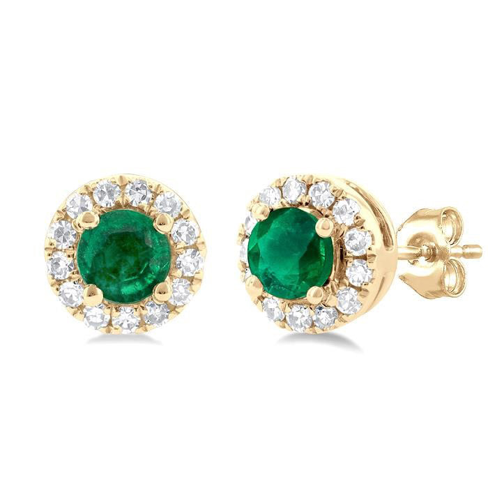 Gemstone & Halo Diamond Stud Earrings
