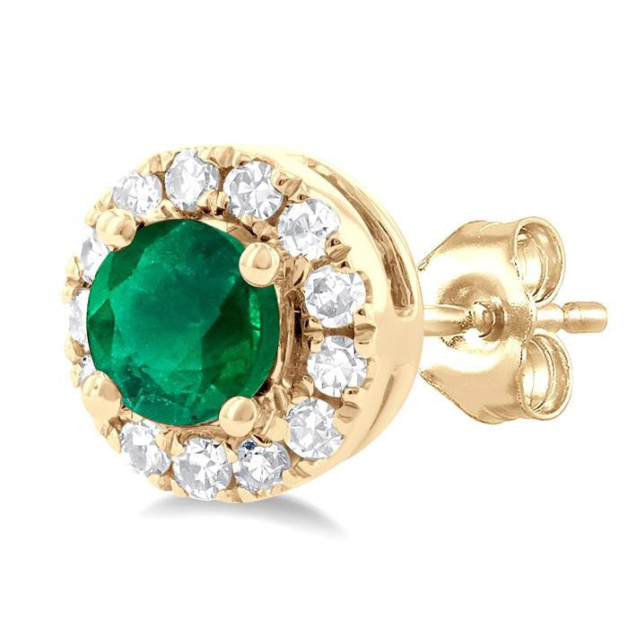 Gemstone & Halo Diamond Stud Earrings