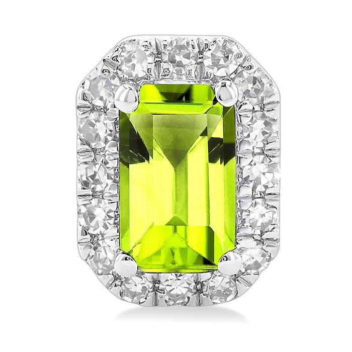 Emerald Shape Gemstone & Halo Diamond Earrings