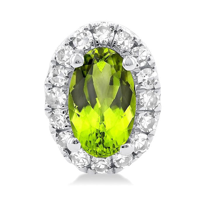 Oval Shape Gemstone & Halo Diamond Earrings