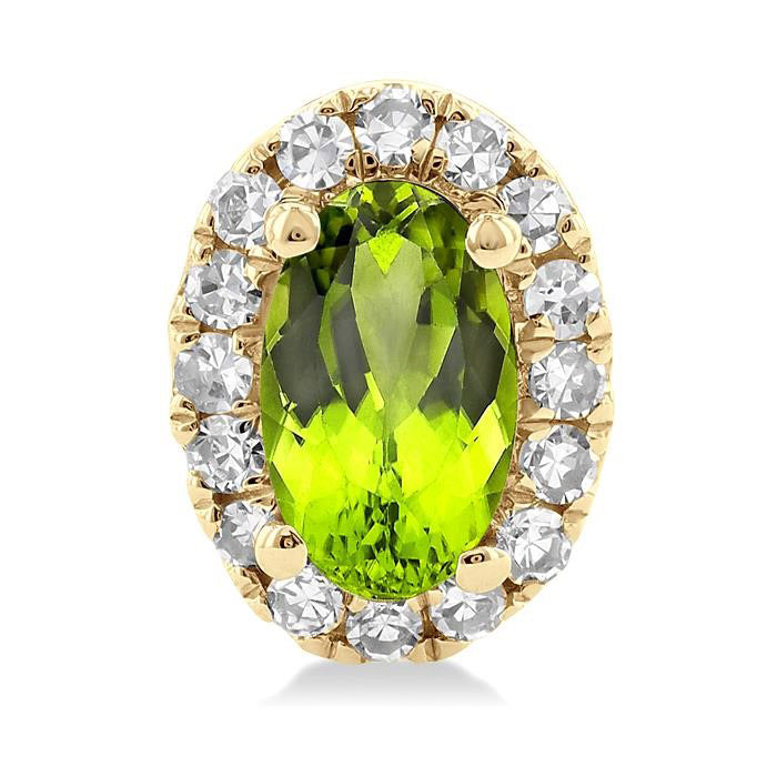 Oval Shape Gemstone & Halo Diamond Earrings