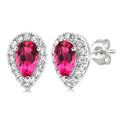 Pear Shape Gemstone & Halo Diamond Earrings