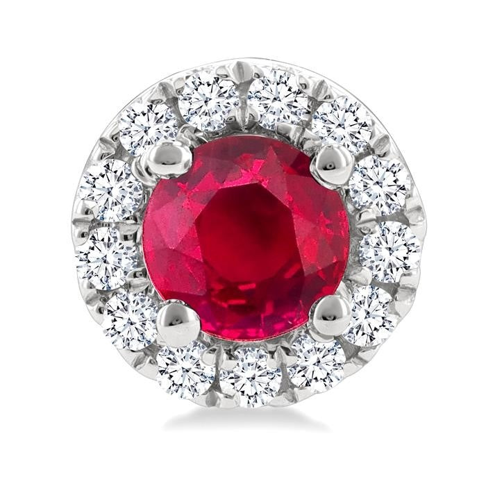 Gemstone & Halo Diamond Stud Earrings