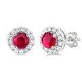 Gemstone & Halo Diamond Stud Earrings