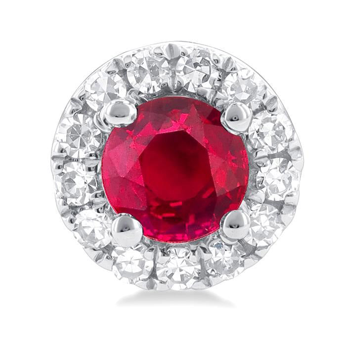 Gemstone & Halo Diamond Stud Earrings