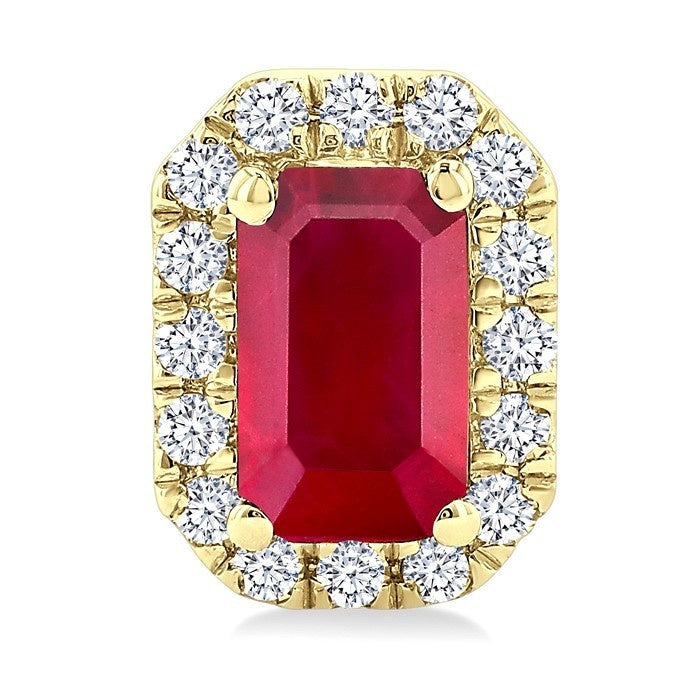 Gemstone & Halo Diamond Stud Earrings