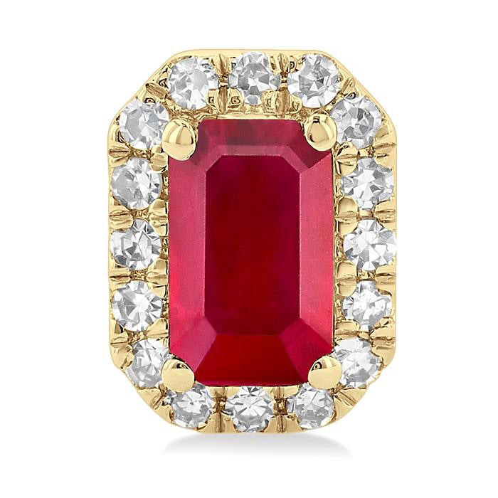 Gemstone & Halo Diamond Stud Earrings
