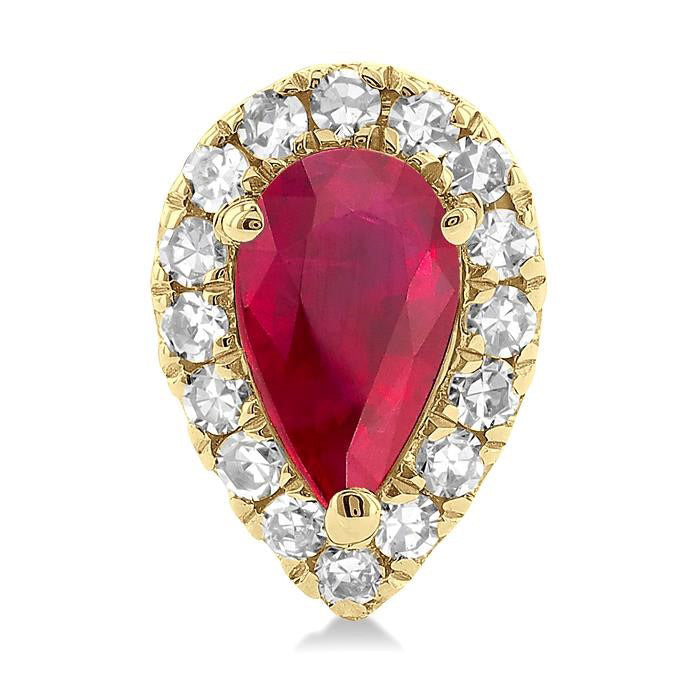 Pear Shape Gemstone & Halo Diamond Stud Earrings