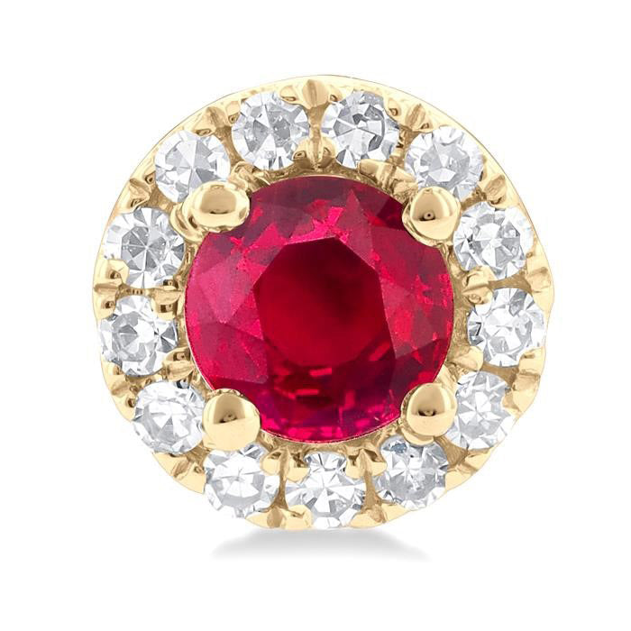 Gemstone & Halo Diamond Stud Earrings