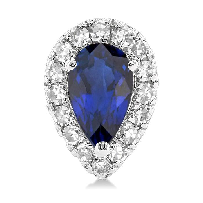 Pear Shape Gemstone & Halo Diamond Stud Earrings