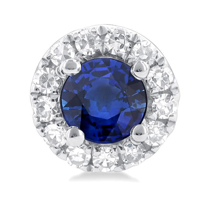 Gemstone & Halo Diamond Stud Earrings