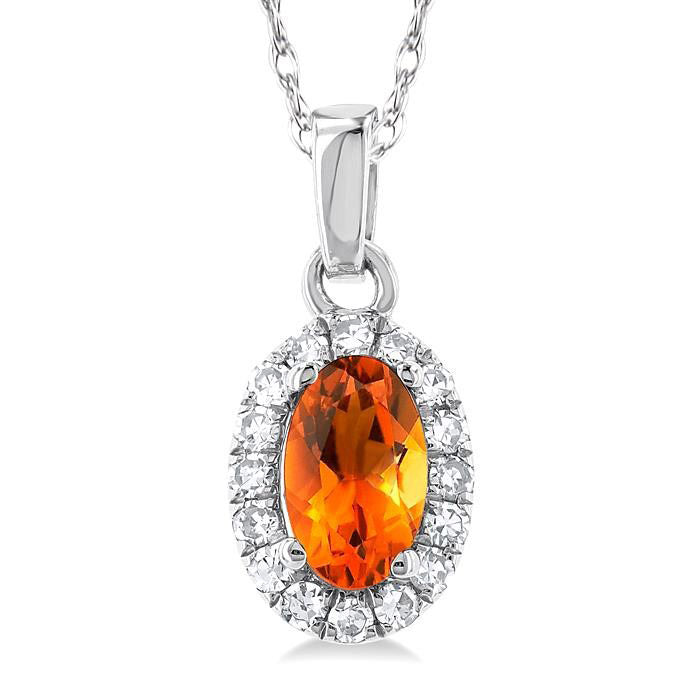 Zephyr Oval Shape Gemstone & Halo Diamond Pendant