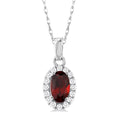 Valoria Oval Garnet & Diamond Pendant in 14K White Gold