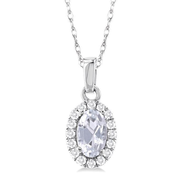 Celestia Oval Shape Gemstone & Halo Diamond Pendant