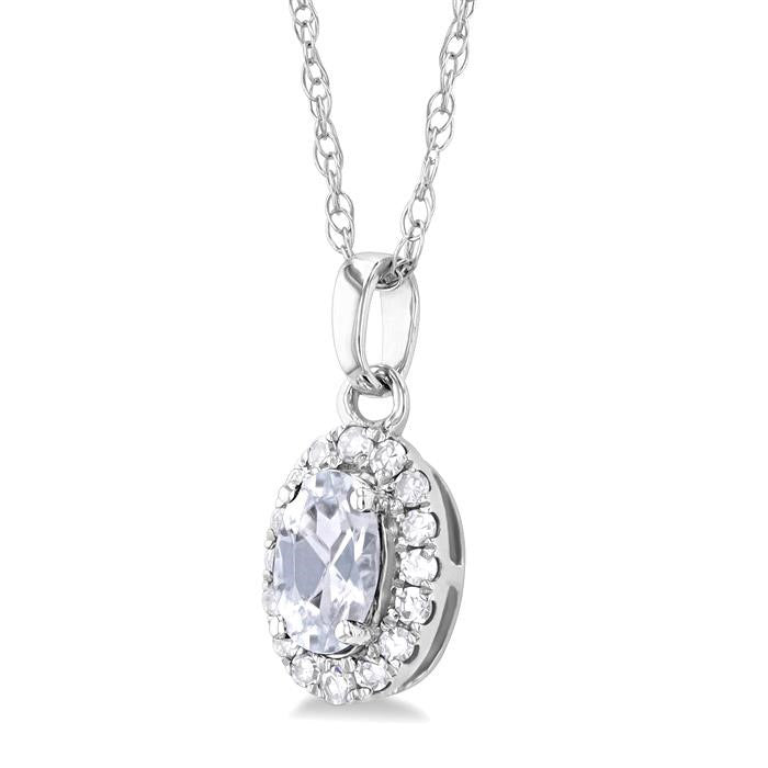 Celestia Oval Shape Gemstone & Halo Diamond Pendant