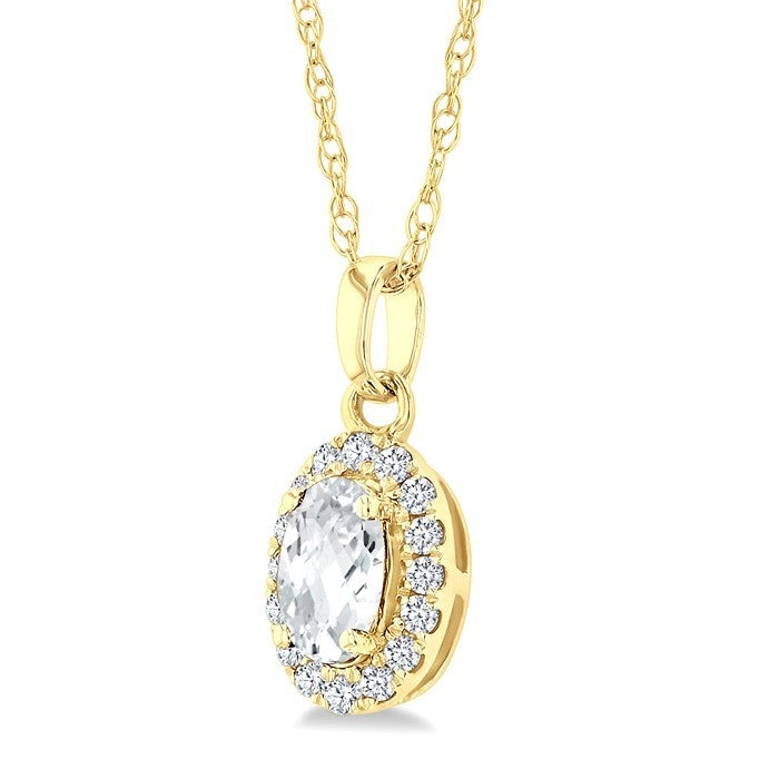 Blossom Oval Shape Gemstone & Halo Diamond Pendant