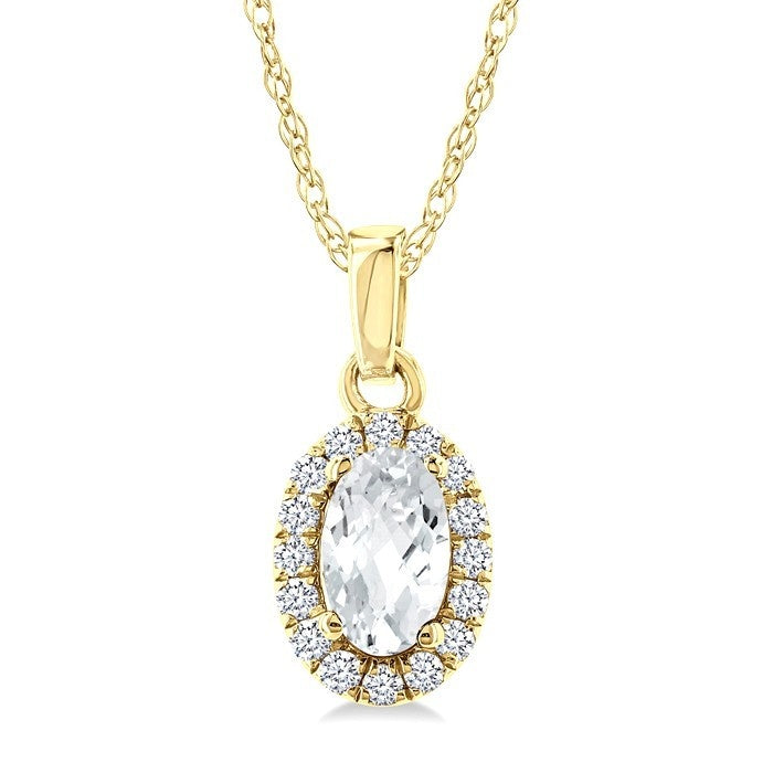 Blossom Oval Shape Gemstone & Halo Diamond Pendant