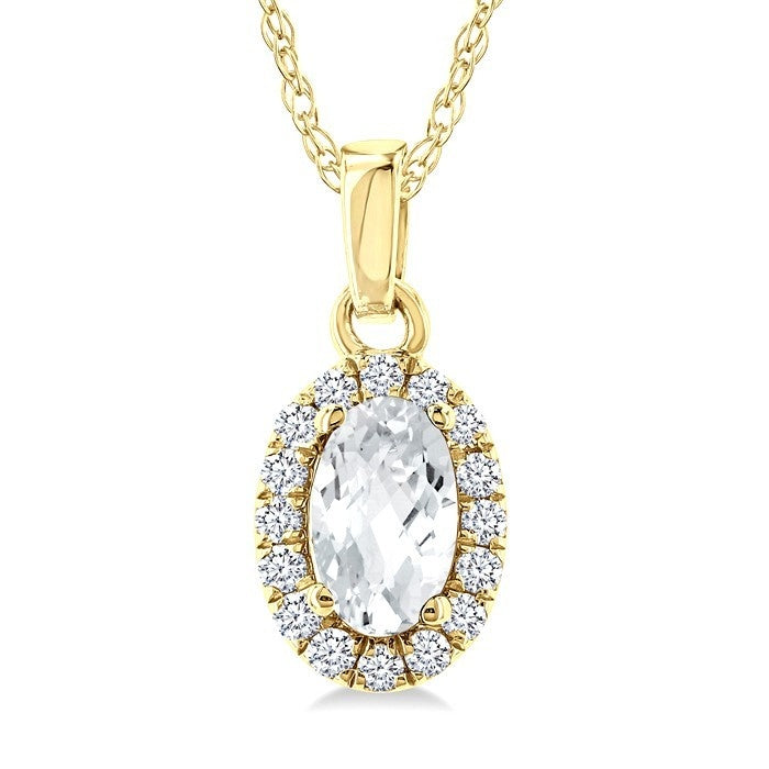 Blossom Oval Shape Gemstone & Halo Diamond Pendant