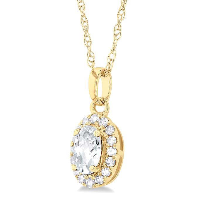 Blossom Oval Shape Gemstone & Halo Diamond Pendant