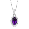 Solstice Oval Shape Gemstone & Halo Diamond Pendant