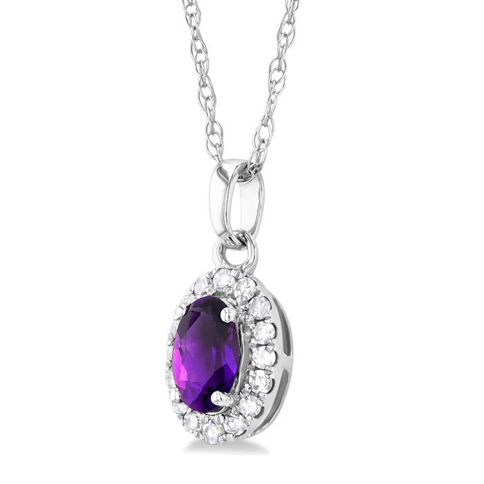Solstice Oval Shape Gemstone & Halo Diamond Pendant