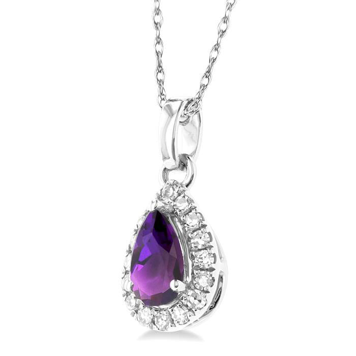 Nimbus Pear Shape Gemstone & Halo Diamond Pendant