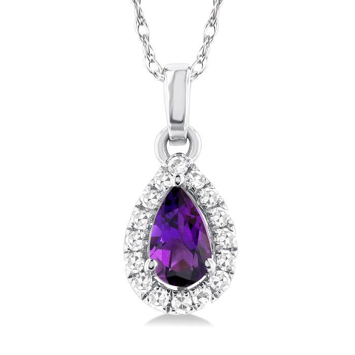 Nimbus Pear Shape Gemstone & Halo Diamond Pendant