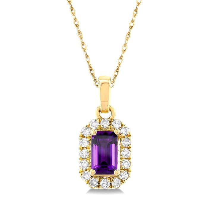Haven Emerald Shape Gemstone & Halo Diamond Pendant