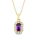 Haven Emerald Shape Gemstone & Halo Diamond Pendant