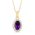 Tempest Oval Shape Gemstone & Halo Diamond Pendant