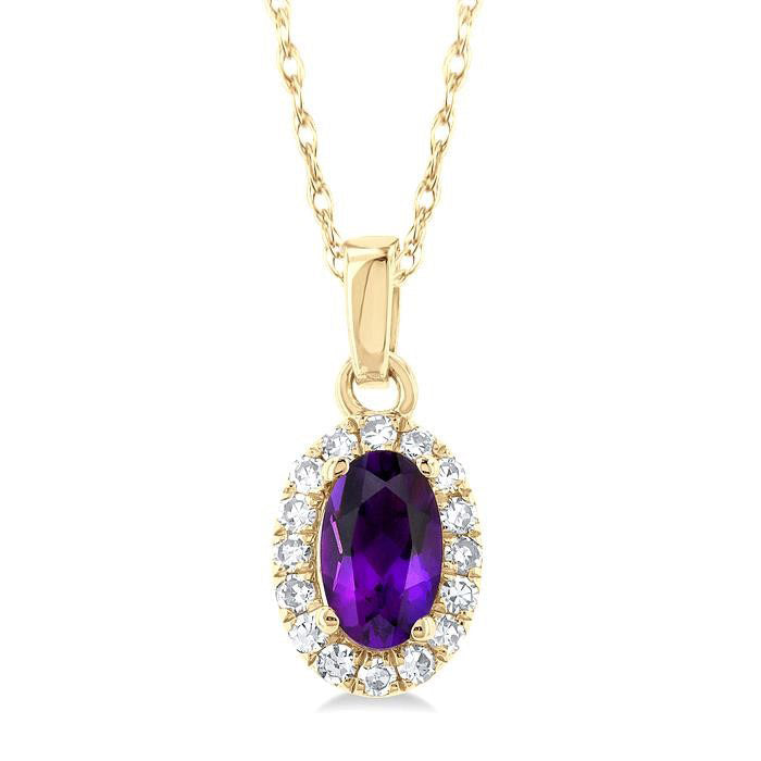 Tempest Oval Shape Gemstone & Halo Diamond Pendant
