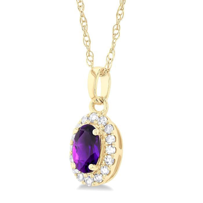Tempest Oval Shape Gemstone & Halo Diamond Pendant